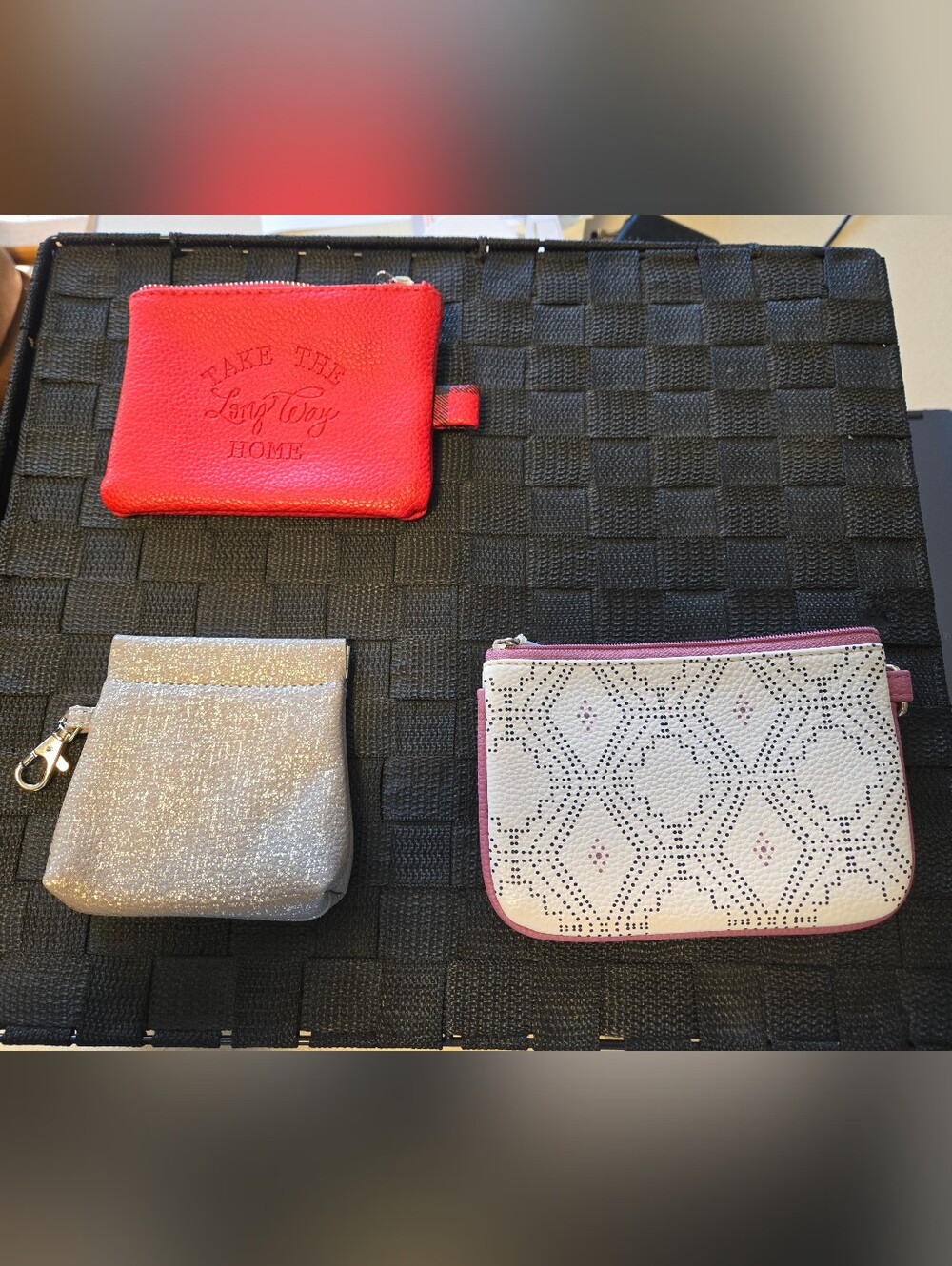 thirty-one Three-Piece Wallet Set — Red, Silver, Cream with Pink Trim